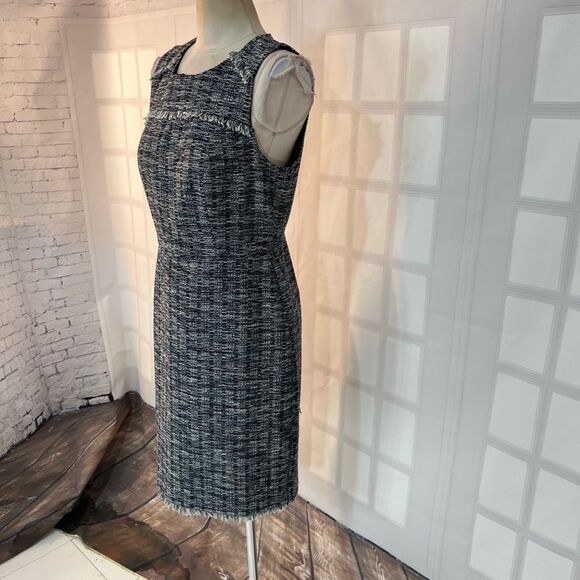 J crew sleeveless tweed sheath dress with fringe accents size 6 - Picture 3 of 10